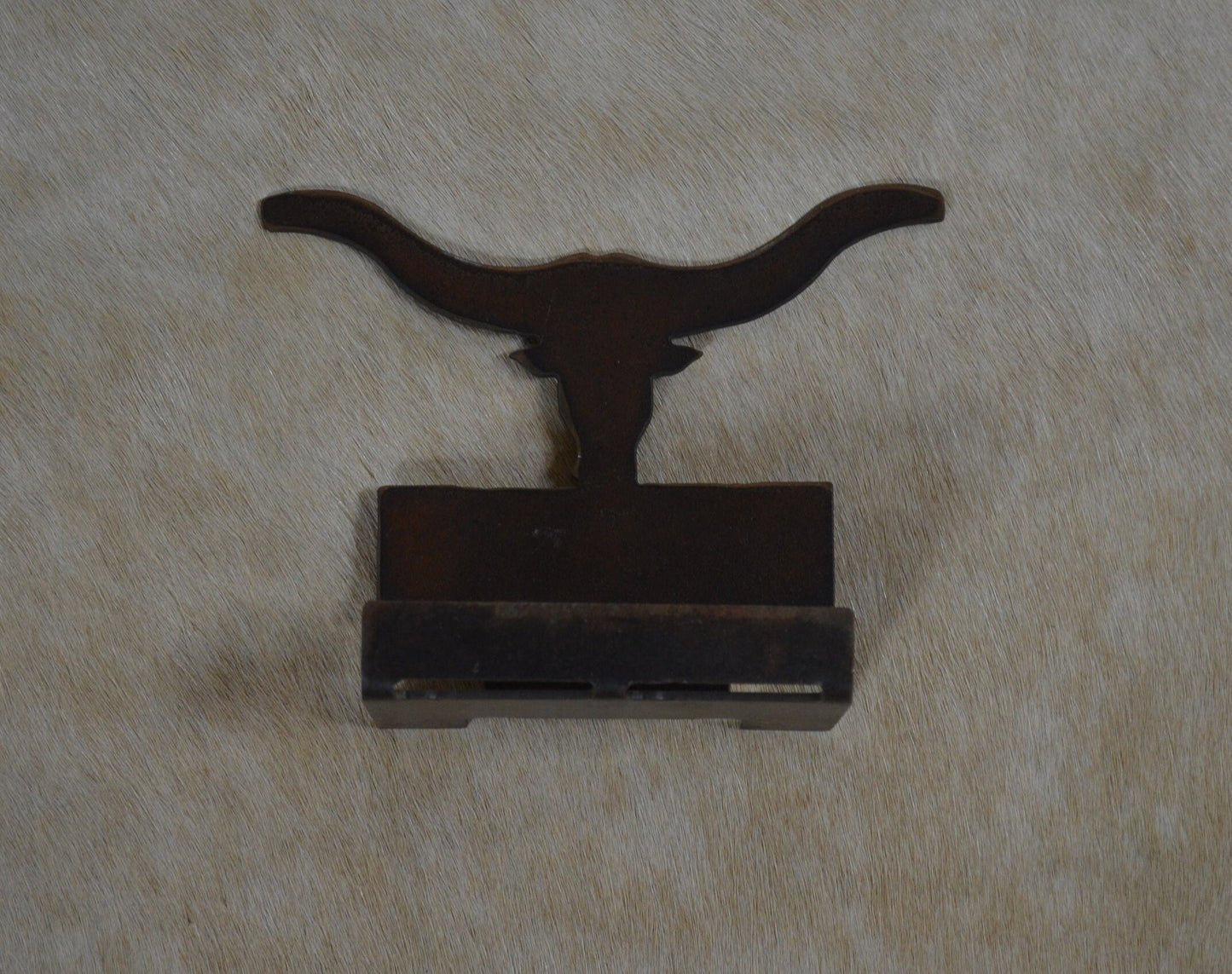 Longhorn Business Card Holder. Card Display. Rustic Metal Desk Accessory. Western Ranch Reception Display. Steer Cattle Gift.
