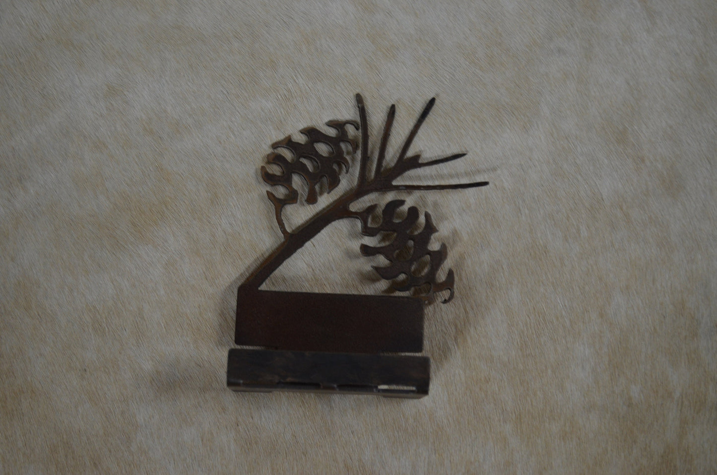 Pinecone Business Card Holder. Card Display. Rustic Metal Desk Accessory. Lodge Accent. Western Ranch Reception Display. Welcome Hospitality