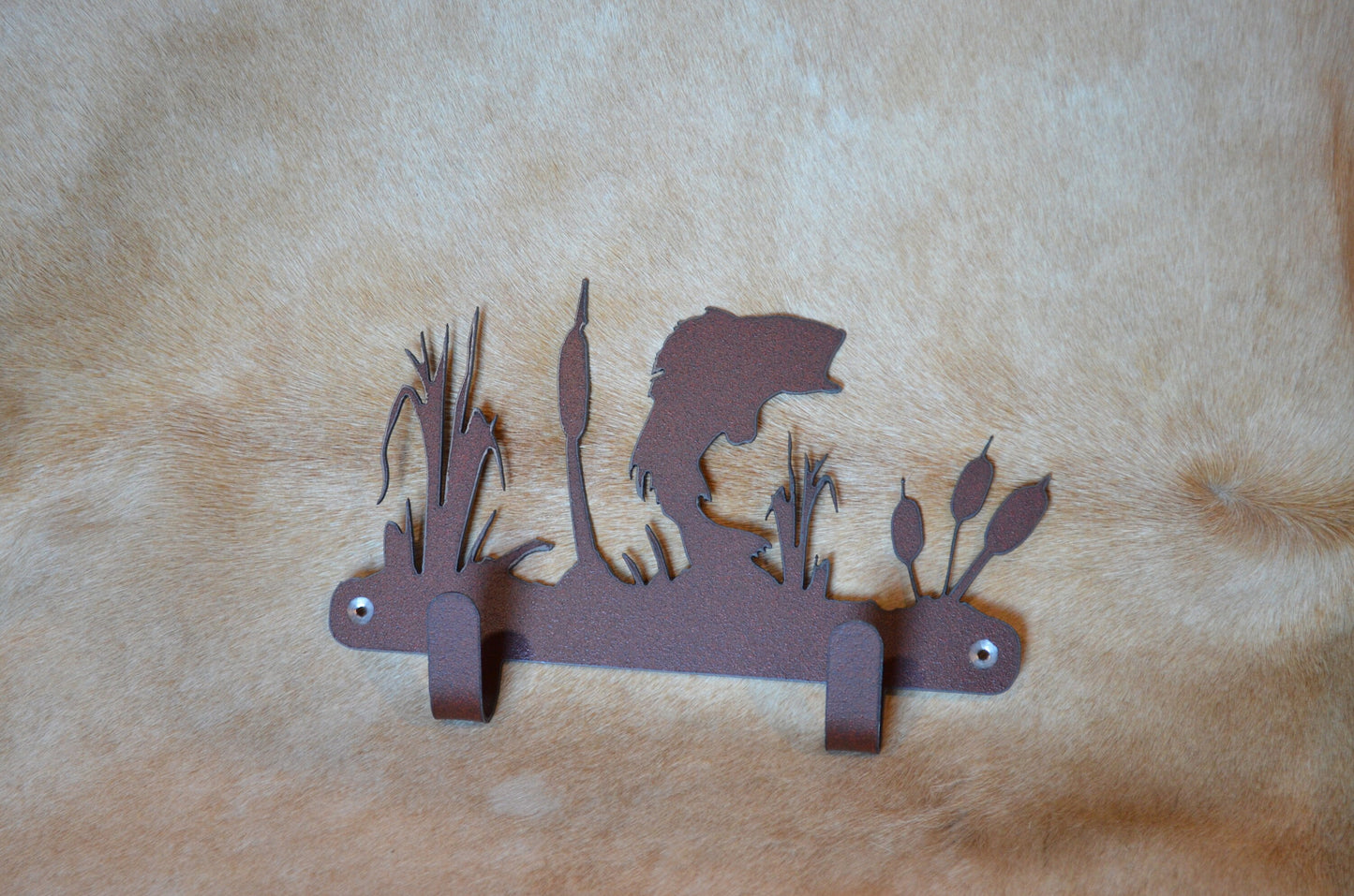 Bass Double Hook Metal Fishing Decor Bass Gift Entry Way Hook Fish Laundry Hook Fish Nursery Hook Backpack hook Gift Coat Rack Fish Hat Hook