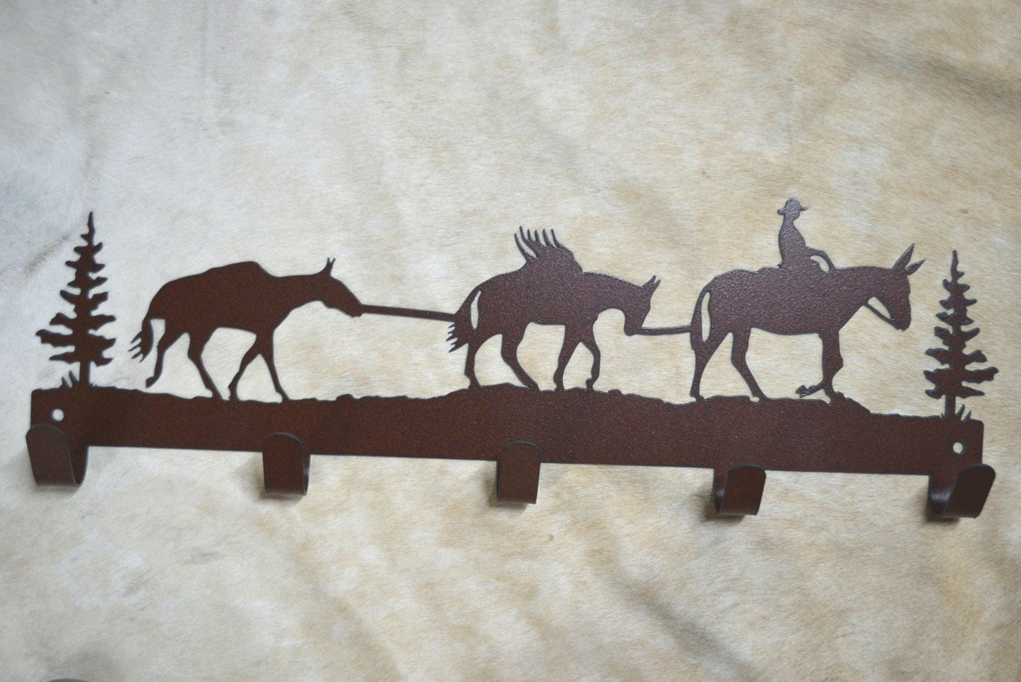 Mule 5 Hook Wall Hook. Rustic Ranch Decor. Metal Wall Mounted Hooks. Towel Robe Hanger. Entryway Laundry Hooks. Western Decor Gift.