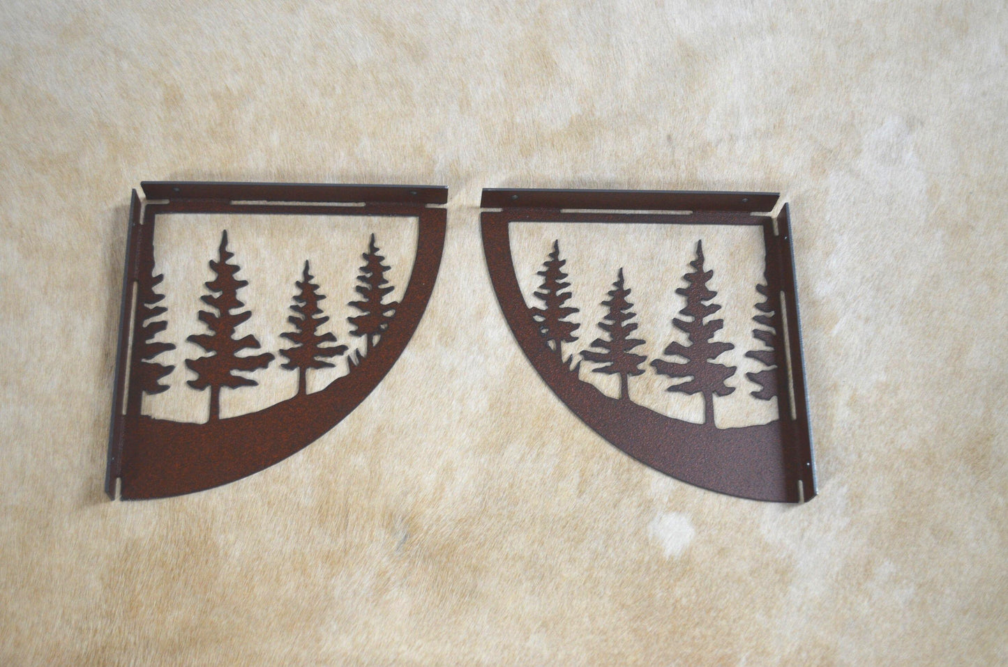 Pine Tree Shelf Brackets Rustic Decor Gift Tree Shelf Brackets Metal Wall Art Rustic Lodge Cornice Cabin Metal Tree Shelf Decor