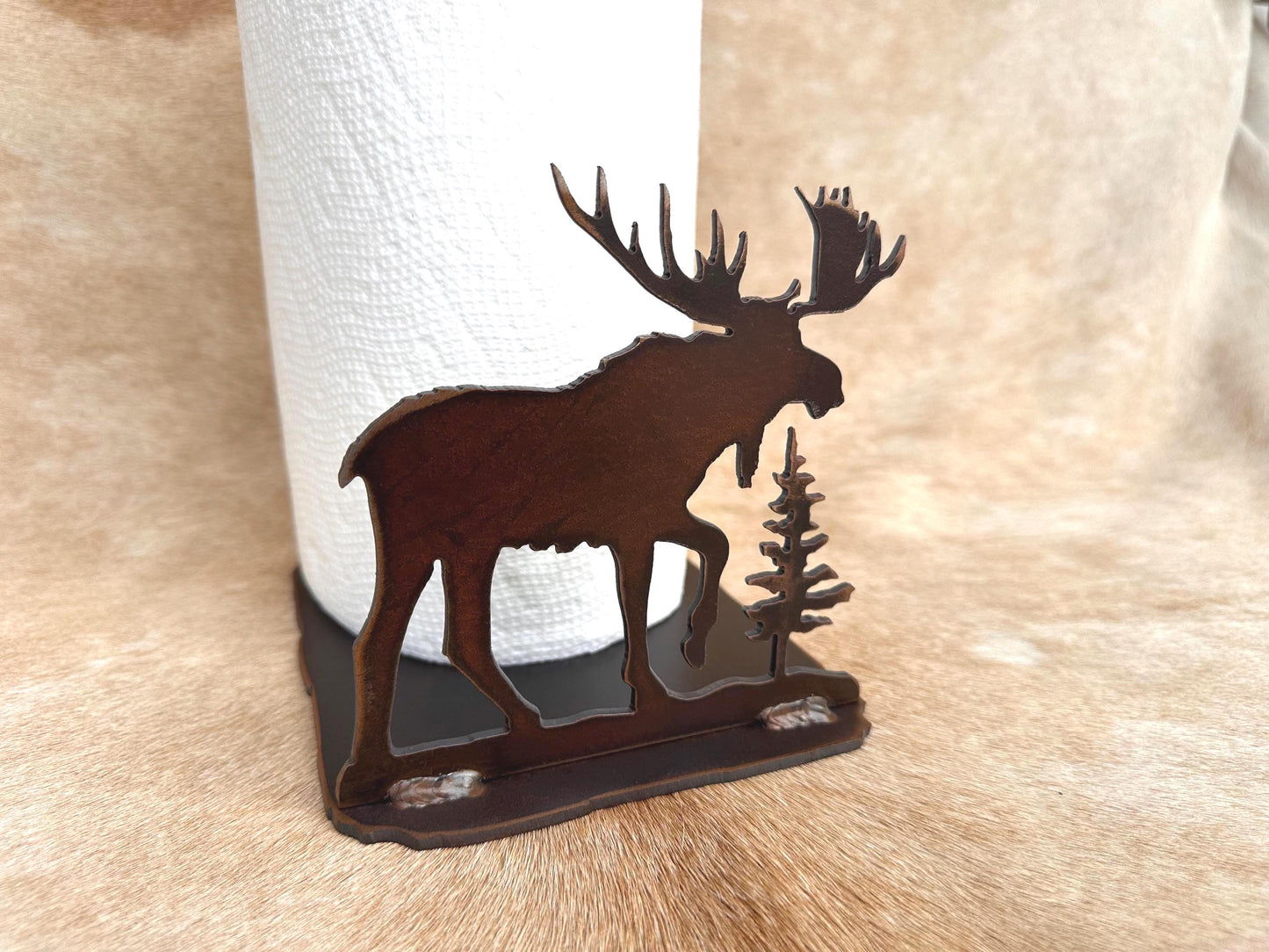 Rustic Moose Paper Towel Holder: Lodge Kitchen Decor