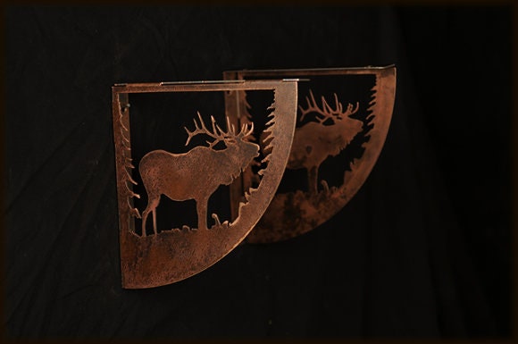Elk Shelf Brackets Metal Elk Decor Rustic Lodge Gift Elk Hunters Gift Rustic Nursery Shelf Den Decor Metal Elk Art Rustic Elk Cornice