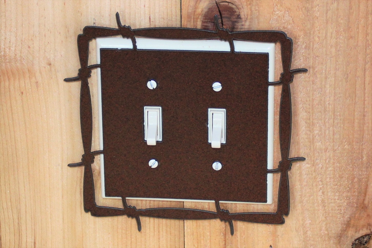 Barbwire Switch Plate Cover All Configurations Available. Rustic Home Accent. GFI Rocker Toggle Outlet Plug Metal Wall Mount.
