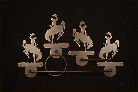 Towel Bar Set Bronc Rider Rustic Cowboy Bathroom Hardware Bucking Horse Towel bar Rodeo bathroom Gift Western Bath Decor Bronco Cowboy Gift
