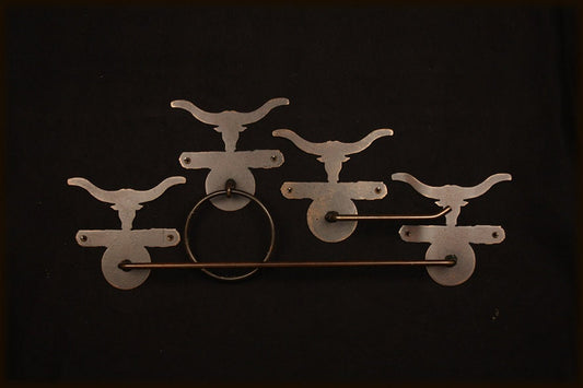 Towel Bar Set Longhorn Rustic Cowboy Bath Decor Longhorn Gift Western Bathroom Handmade metal Wall Mount Towel Holder Cowboy Gift