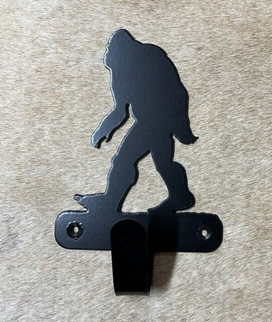 Hook Bigfoot Single Robe Hook Black Wall Art Metal Yeti Hook Back Pack Bigfoot Coat Rack Bigfoot Hook Gift Nursery Laundry Hook Rustic Gift