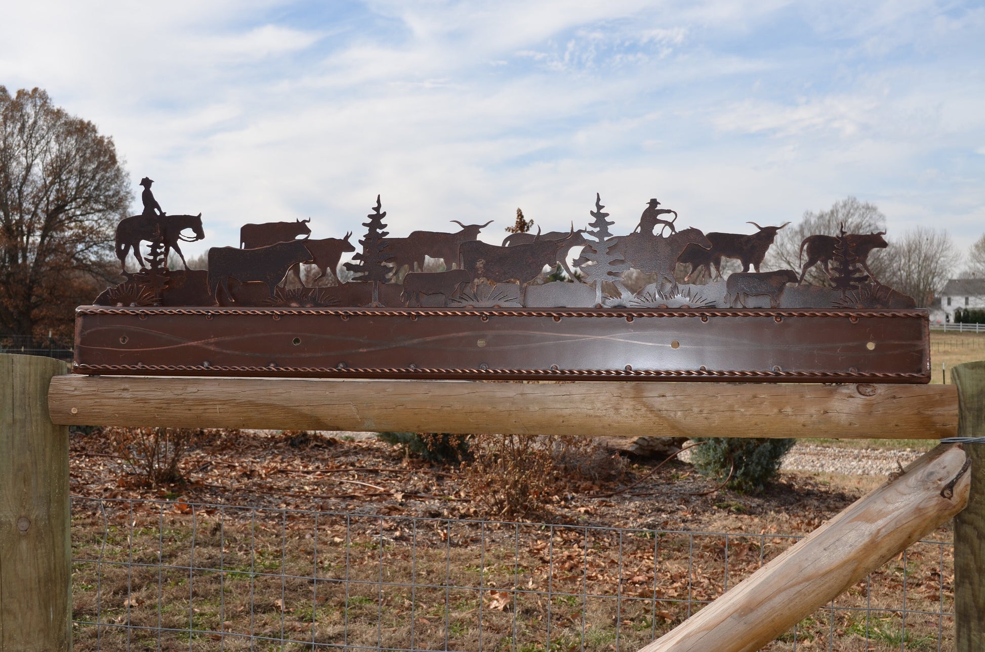 Cattle Drive Vanity Light Western Cowboy Light Rustic Western bathroom Light Evergreen or Cactus Handmade Rustic Bathroom Wall Mount Light