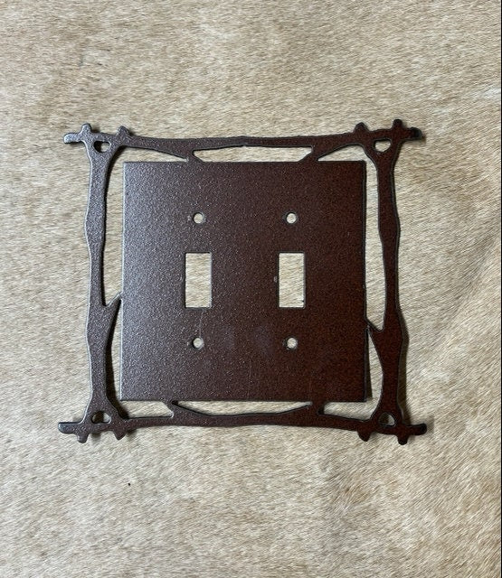 Log Switch Plate Cover Rustic Outlet All Configurations Available Rocker Toggle GFI Plug Outlet Combinations. Rustic Metal Home Accent.