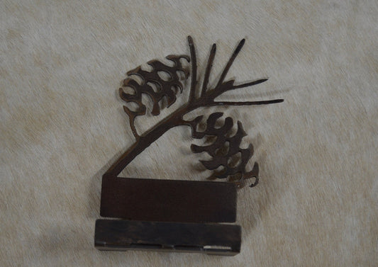 Pinecone Business Card Holder. Card Display. Rustic Metal Desk Accessory. Lodge Accent. Western Ranch Reception Display. Welcome Hospitality