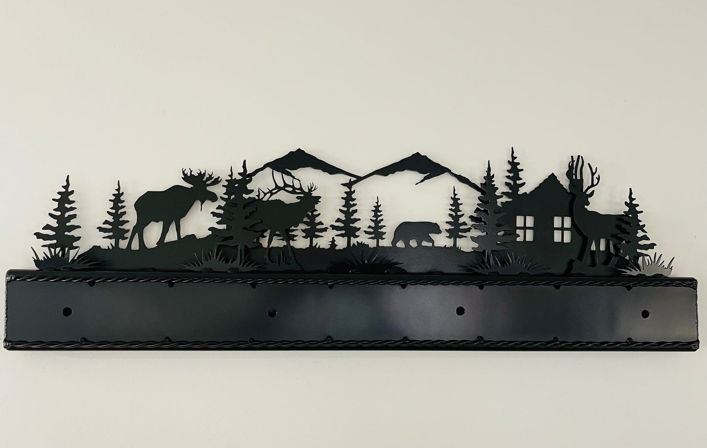 Black Bathroom Vanity Light with Moose Elk Bear and Deer