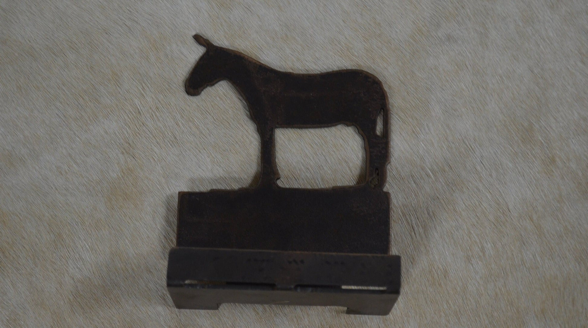 Mule Business Card Holder. Card Display. Rustic Metal Desk Accessory. Western Ranch Reception Display.