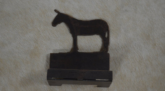 Mule Business Card Holder. Card Display. Rustic Metal Desk Accessory. Western Ranch Reception Display.