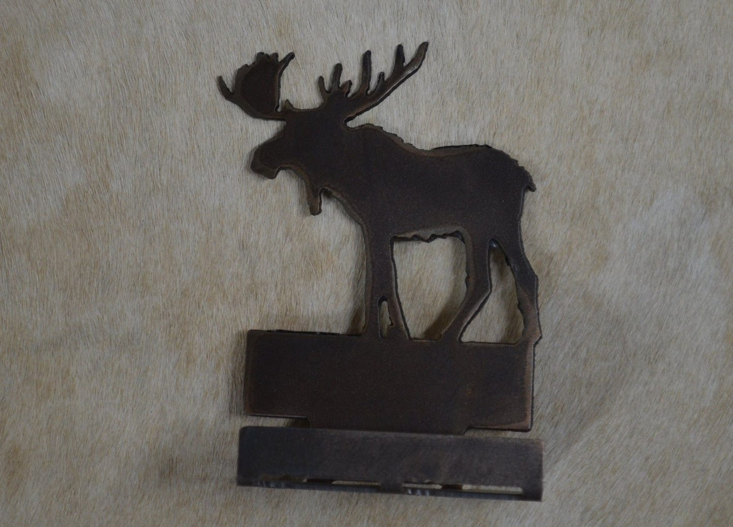 Moose Business Card Holder. Card Display. Rustic Metal Desk Accessory. Western Ranch Reception Display. Lodge Accent