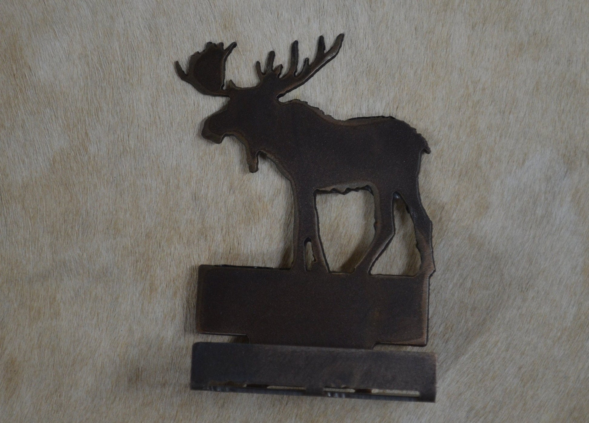 Moose Business Card Holder. Card Display. Rustic Metal Desk Accessory. Western Ranch Reception Display. Lodge Accent