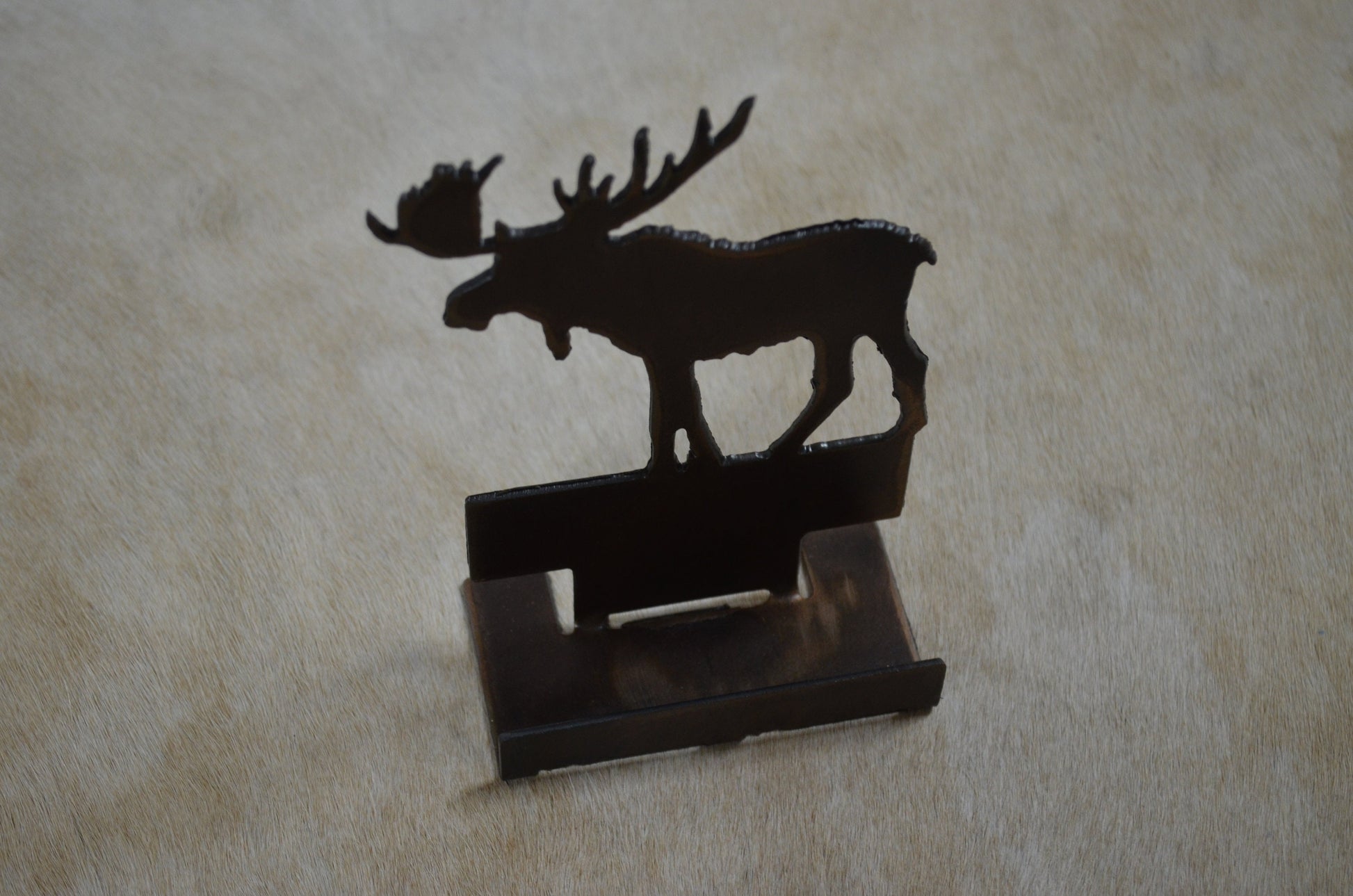 Moose Business Card Holder. Card Display. Rustic Metal Desk Accessory. Western Ranch Reception Display. Lodge Accent