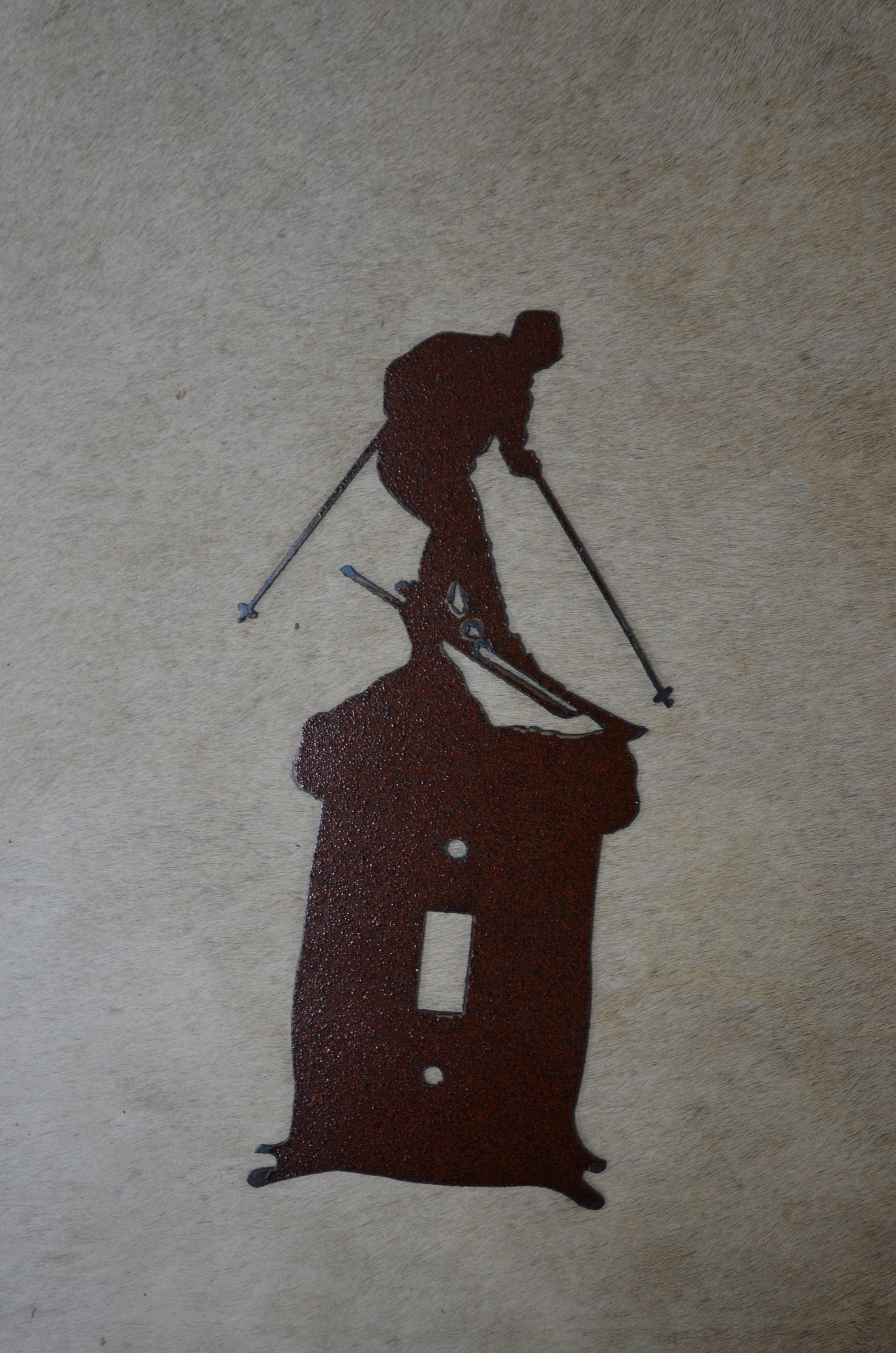 Skier Switch Plate Cover All Configurations Available Ski Rustic Home Accent. GFI Rocker Toggle Outlet Plug Ski Metal Wall Mount.