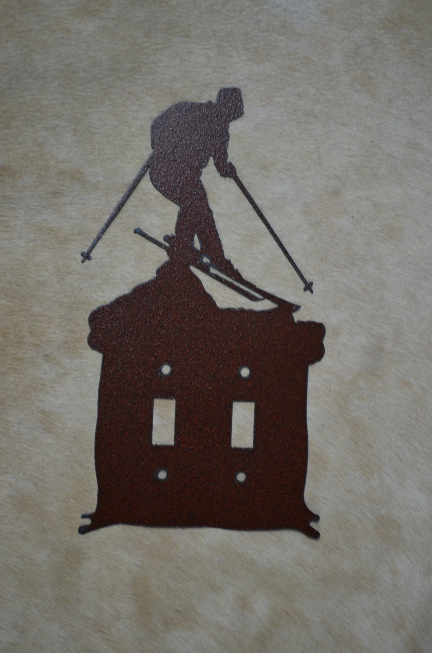 Skier Switch Plate Cover All Configurations Available Ski Rustic Home Accent. GFI Rocker Toggle Outlet Plug Ski Metal Wall Mount.