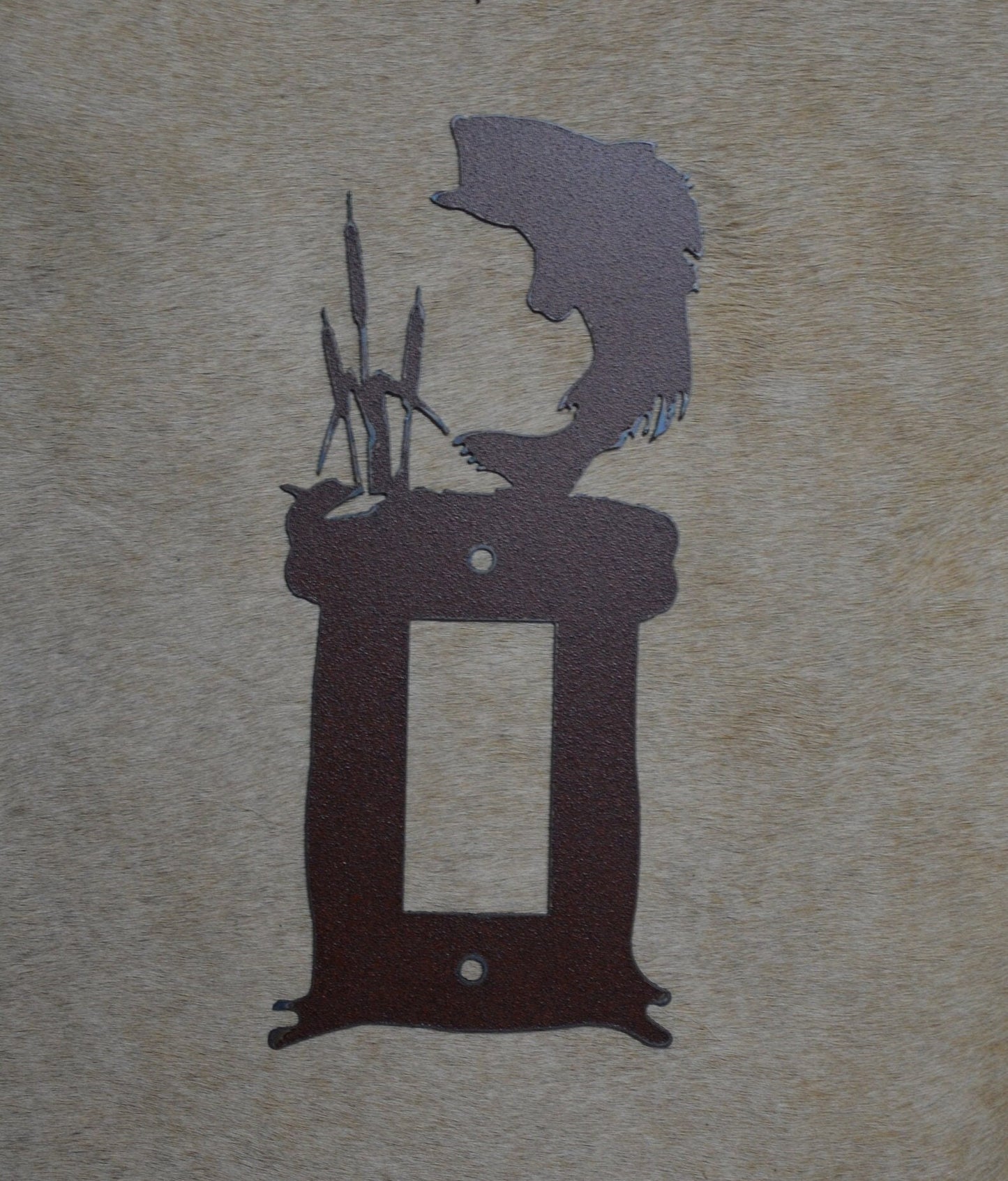 Bass Switch Cover All Configurations Available. Rustic Cabin Fish Accent. GFI Rocker Toggle Plug Outlet Metal Light Switch Cover Plate.