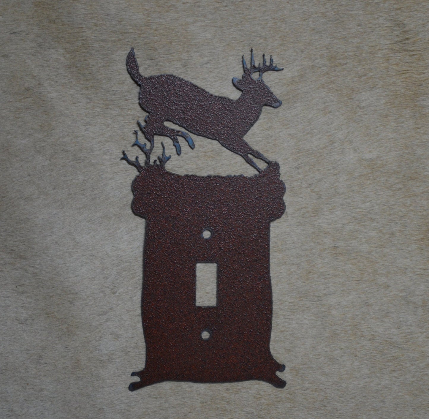 Jumping Deer Switch Cover. Rustic cover plate. All Configurations available. Deer Plug Outlet GFI Rocker Toggle Rustic Deer Gift Cabin Decor