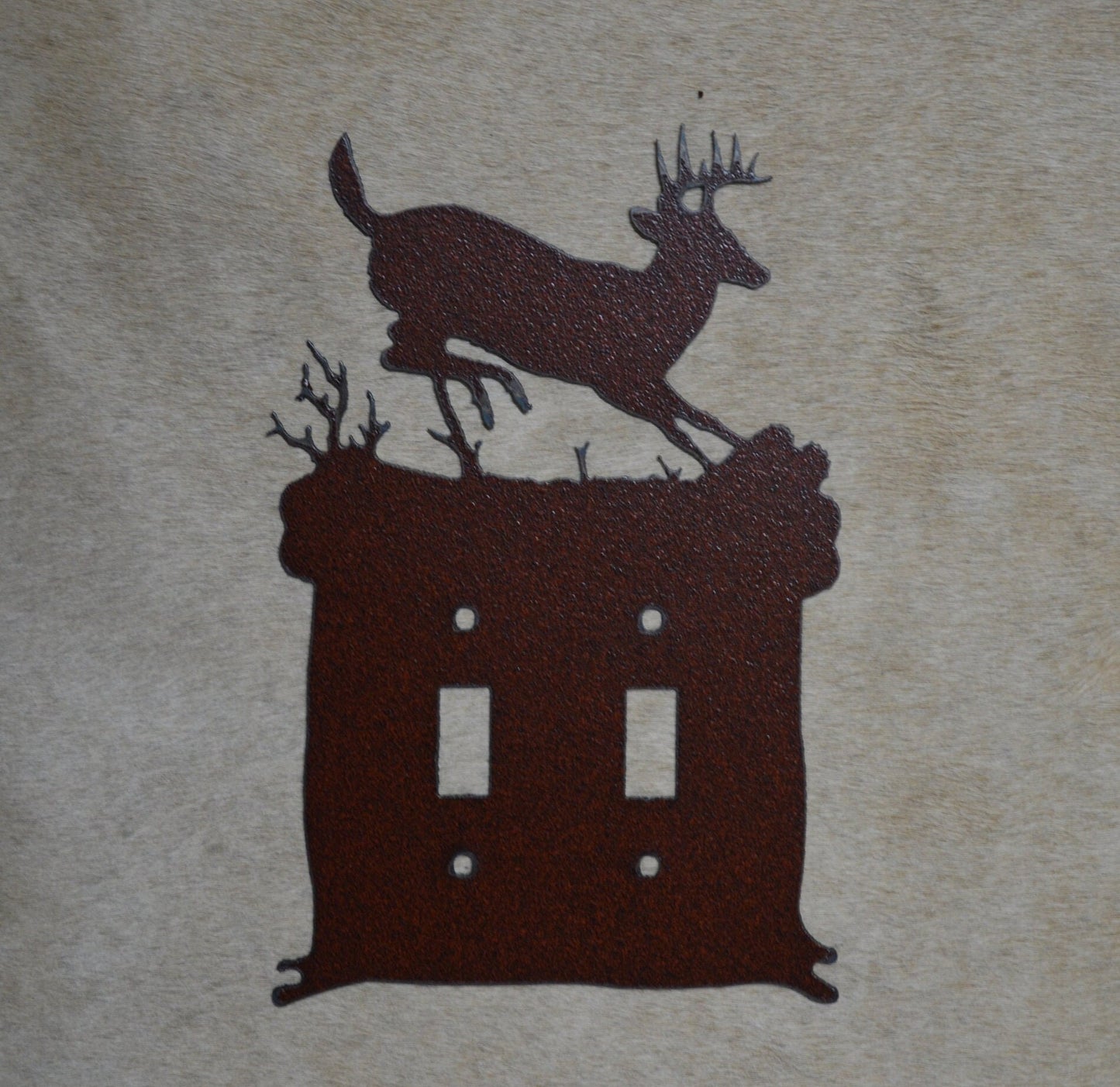 Jumping Deer Switch Cover. Rustic cover plate. All Configurations available. Deer Plug Outlet GFI Rocker Toggle Rustic Deer Gift Cabin Decor
