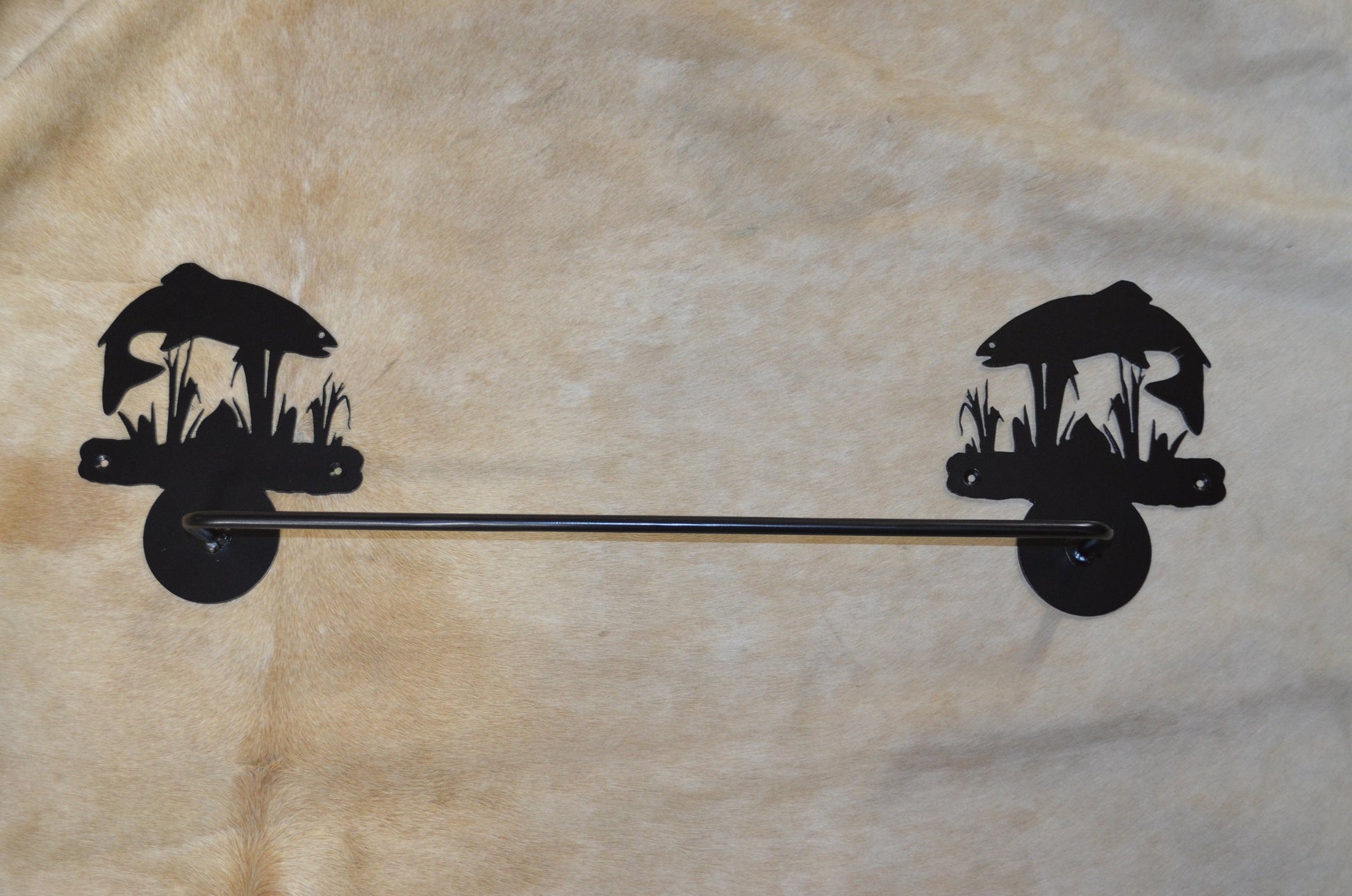 Towel Bar Trout Rustic Lodge Towel Bar Fish Bathroom Hardware Lake House Bath Rustic Fish Bathroom Towel Hanger Hook Trout