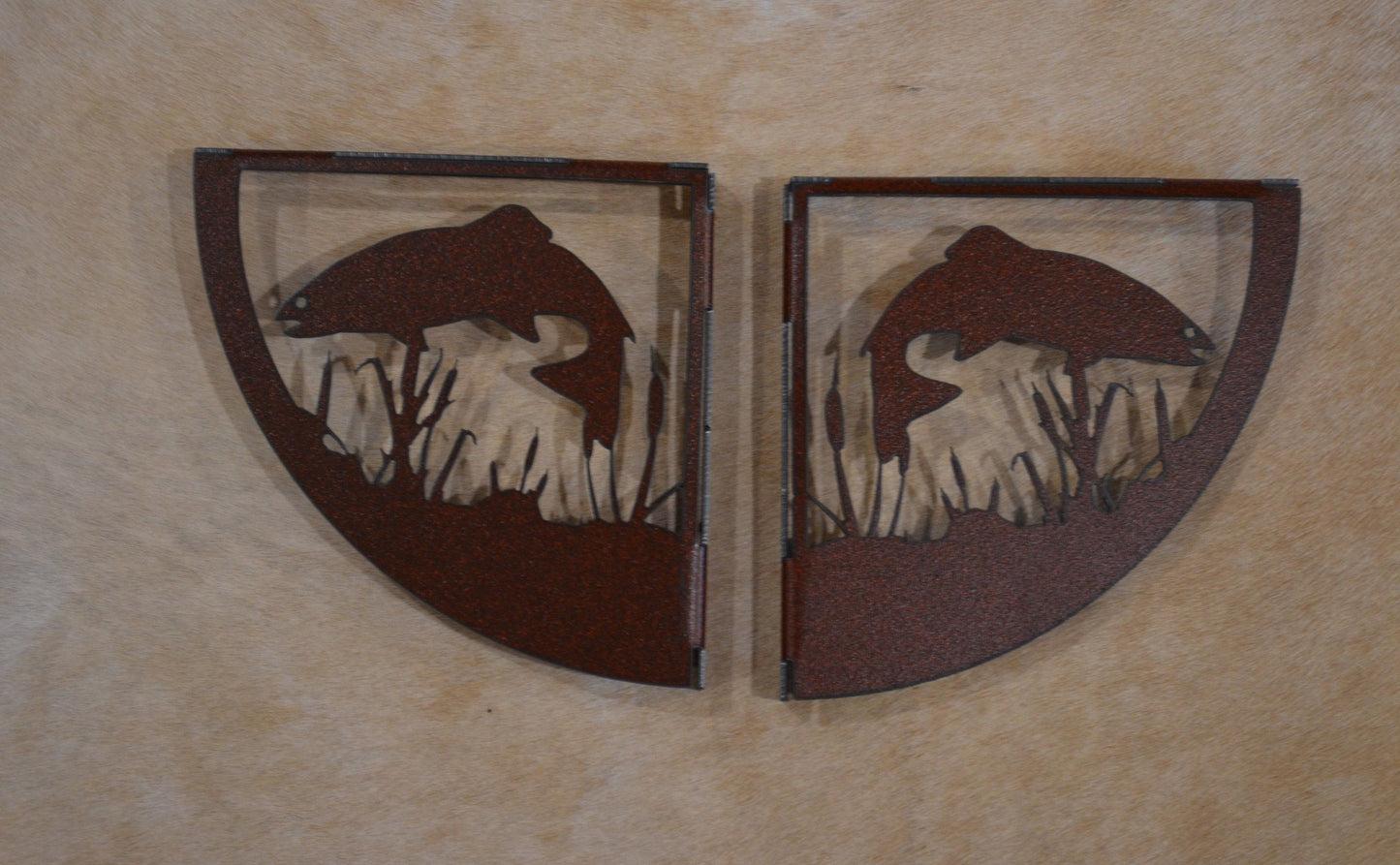 Trout Shelf Brackets Fisherman Gift Rustic Fish Shelf Decor Hunters Den Trout Gift for Dad Lodge Den Decor Trout metal Art Gift