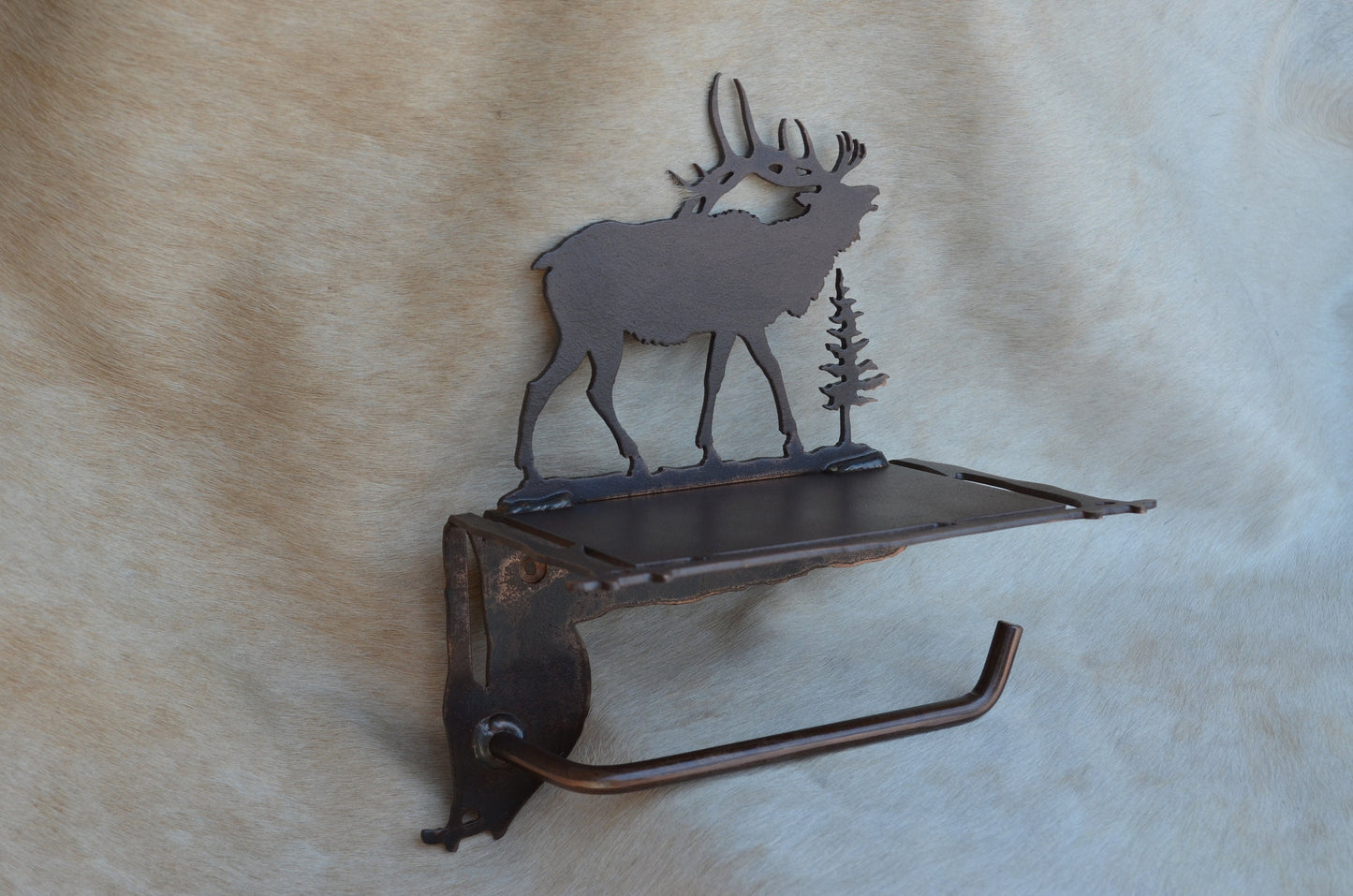 Quail Toilet Paper Holder with Shelf: Lodge Bath Decor Handmade Quail Bathroom Hardware
