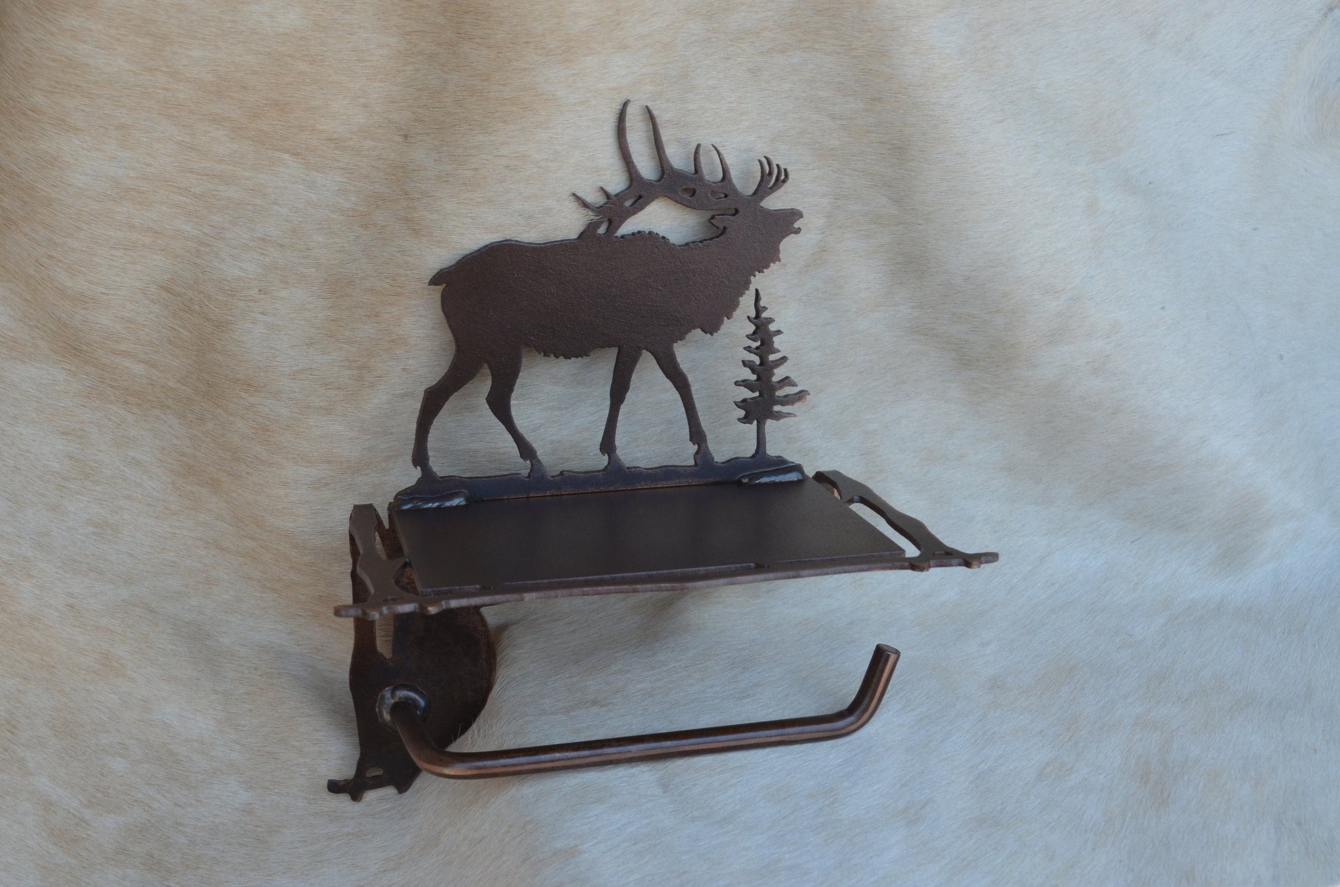 Quail Toilet Paper Holder with Shelf: Lodge Bath Decor Handmade Quail Bathroom Hardware
