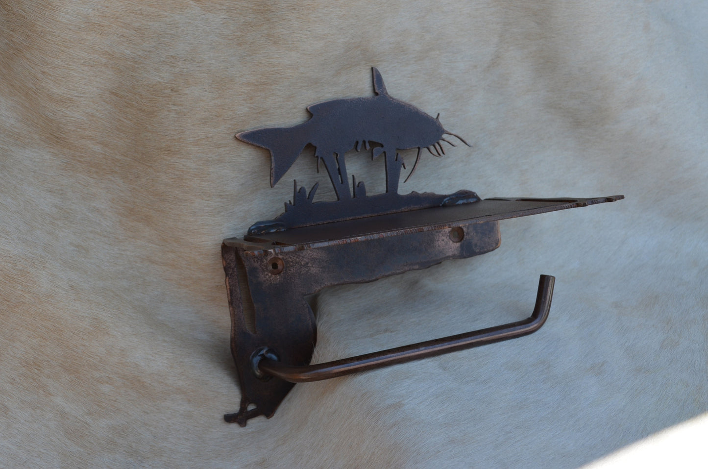 Quail Toilet Paper Holder with Shelf: Lodge Bath Decor Handmade Quail Bathroom Hardware