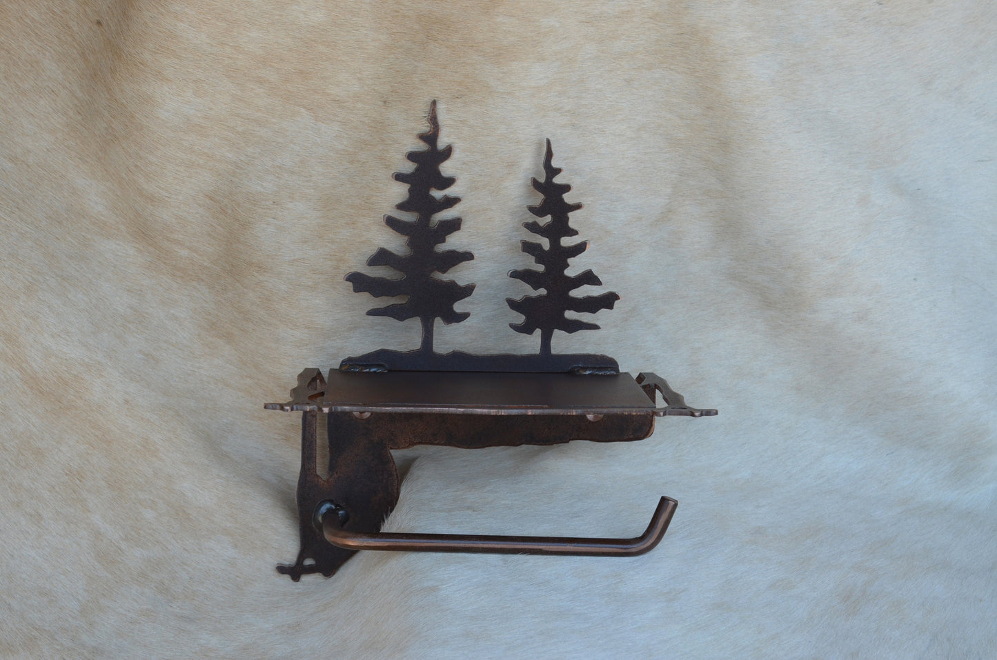 Quail Toilet Paper Holder with Shelf: Lodge Bath Decor Handmade Quail Bathroom Hardware