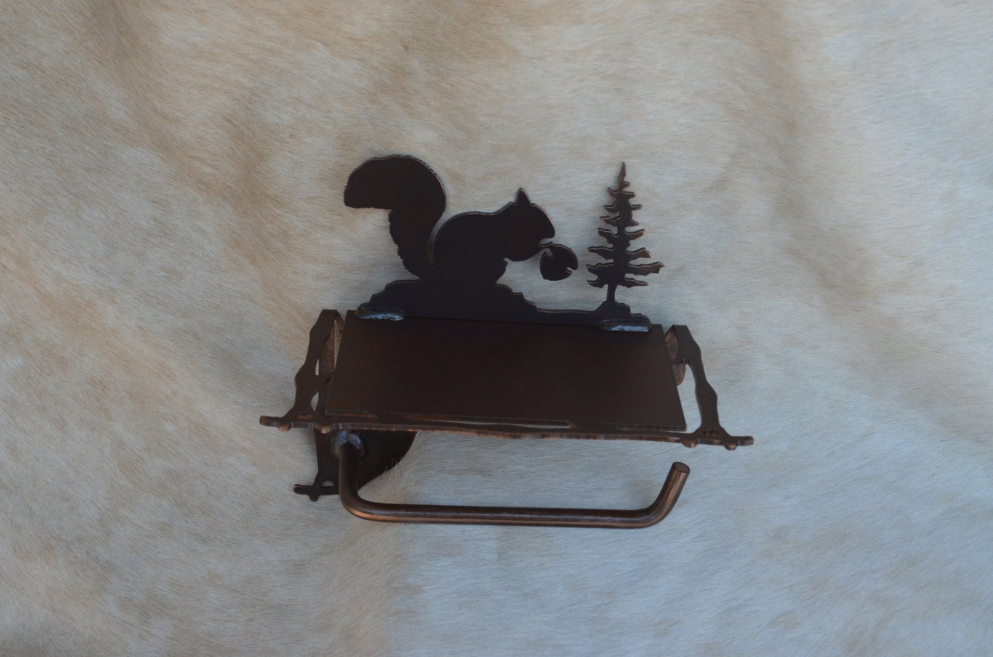 Quail Toilet Paper Holder with Shelf: Lodge Bath Decor Handmade Quail Bathroom Hardware