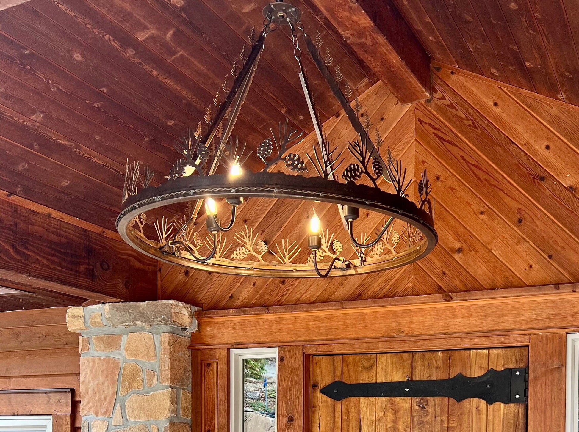 Chandelier Rustic Pinecone Light Mountain Lodge Pinecone Chandelier Stunning Large Pendant Handmade Rustic Chandelier