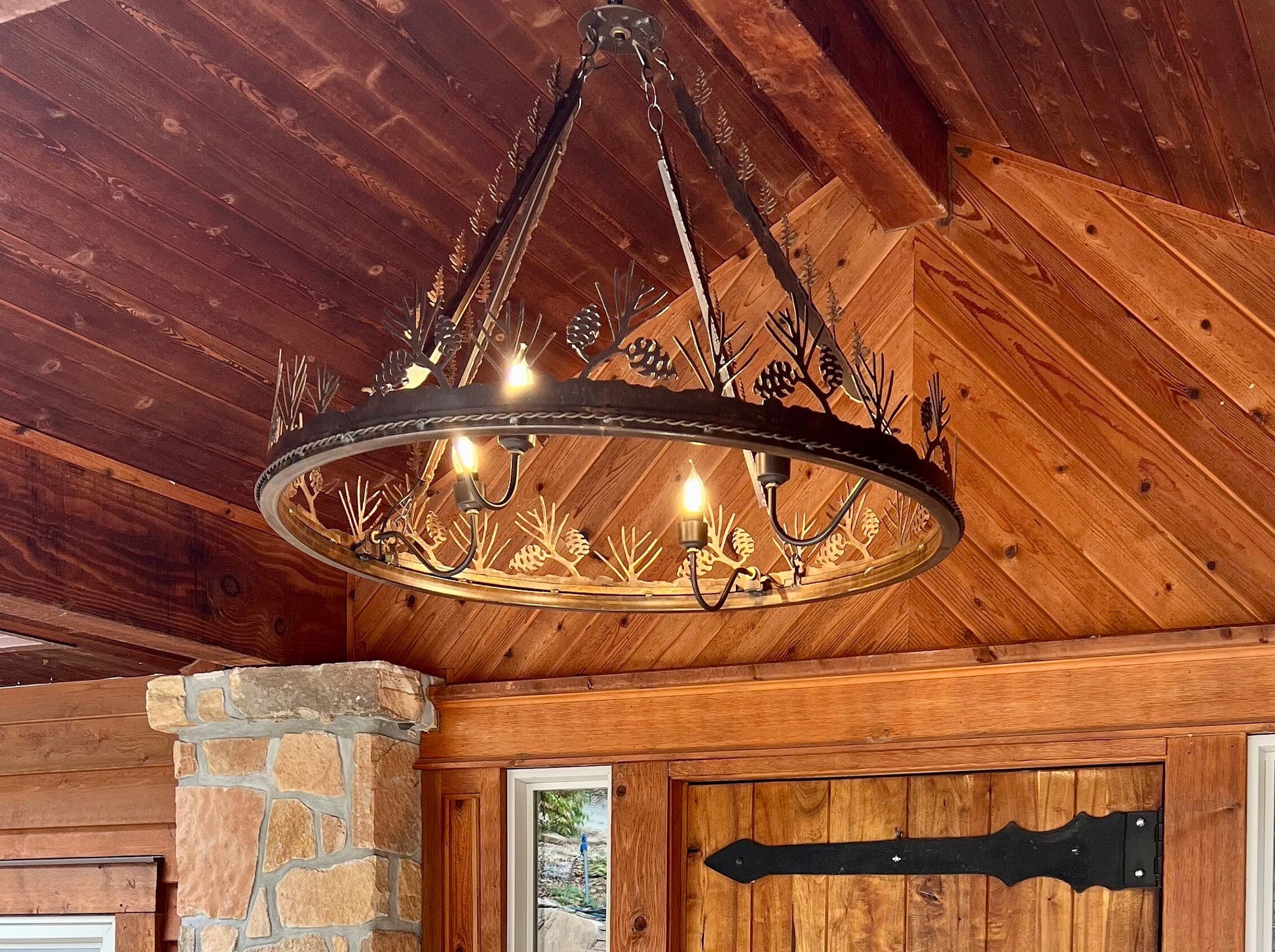 Western Chandelier Cowboy Cattle Drive Handmade Western Lighting Metal Ring Ranch Light