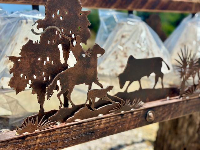 Chandelier Brahma Cattle Drive Palm Trees Palmettos Sheepskin Shades Cowboy Cow Steer Barn Wood Frame Handmade