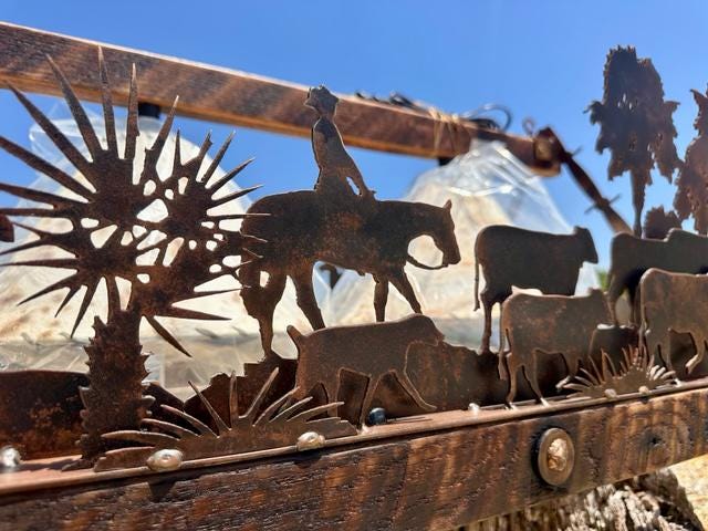 Chandelier Brahma Cattle Drive Palm Trees Palmettos Sheepskin Shades Cowboy Cow Steer Barn Wood Frame Handmade