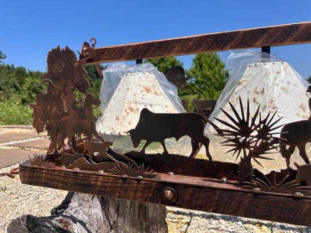 Chandelier Brahma Cattle Drive Palm Trees Palmettos Sheepskin Shades Cowboy Cow Steer Barn Wood Frame Handmade Free Shipping