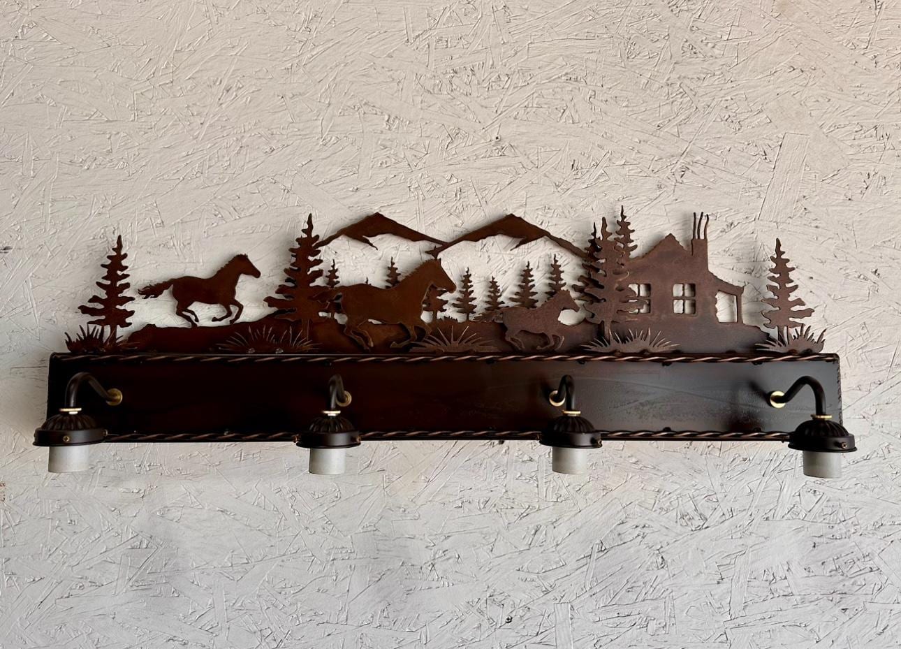 Horse Mountain Lodge Vanity Light Horses Bathroom Light Equestrian Rustic Light Laundry Bathroom Light Evergreen Handmade Rustic Light