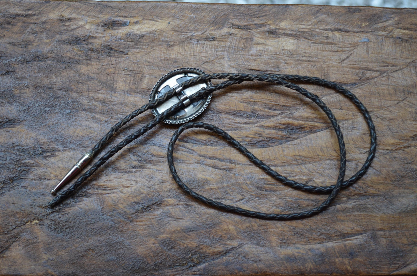 Vintage Bolo Snowflake Obsidian Western Accessory