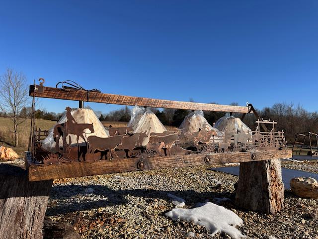 Cattle Drive to Corral Large Chandelier Free Shipping Sheepskin Shades Ranch Lighting Barn Wood Frame Handmade Western Chandelier