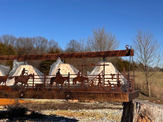 Cattle Drive to Corral Large Chandelier Free Shipping Sheepskin Shades Ranch Lighting Barn Wood Frame Handmade Western Chandelier