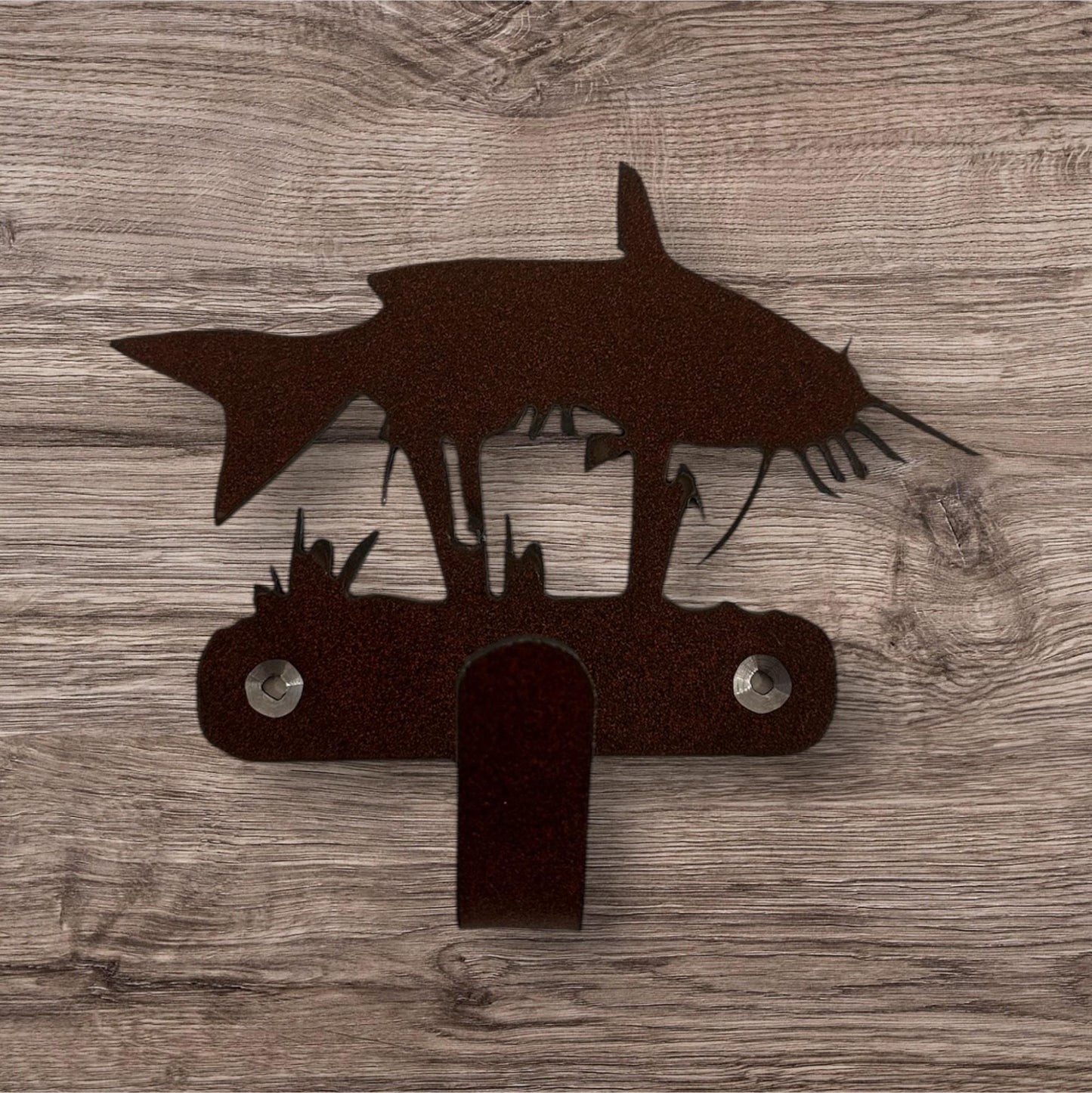 Catfish Wall Hook Wall Art Metal Catfish Hook Back Pack Fishing Hook Coat Rack Fisherman Towel Hook Gift Nursery Laundry Hook Rustic Fish