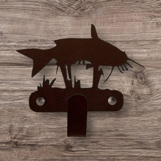 Catfish Wall Hook Wall Art Metal Catfish Hook Back Pack Fishing Hook Coat Rack Fisherman Towel Hook Gift Nursery Laundry Hook Rustic Fish