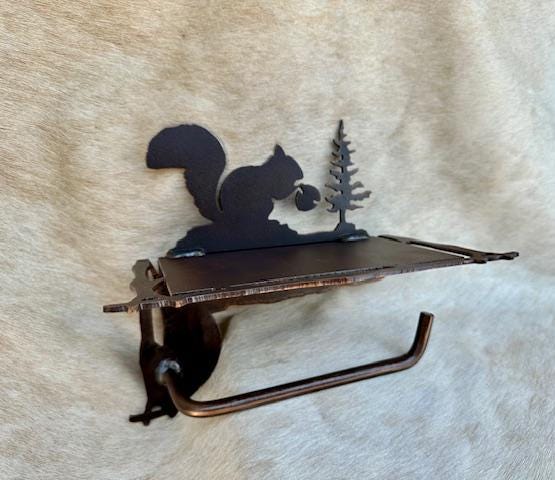 TP Holder With Shelf In Any of Our Styles Squirrel Bear Elk Tree Duck Moose Toilet Paper Holder Shelf for Phone Rustic Bath Decor Gift