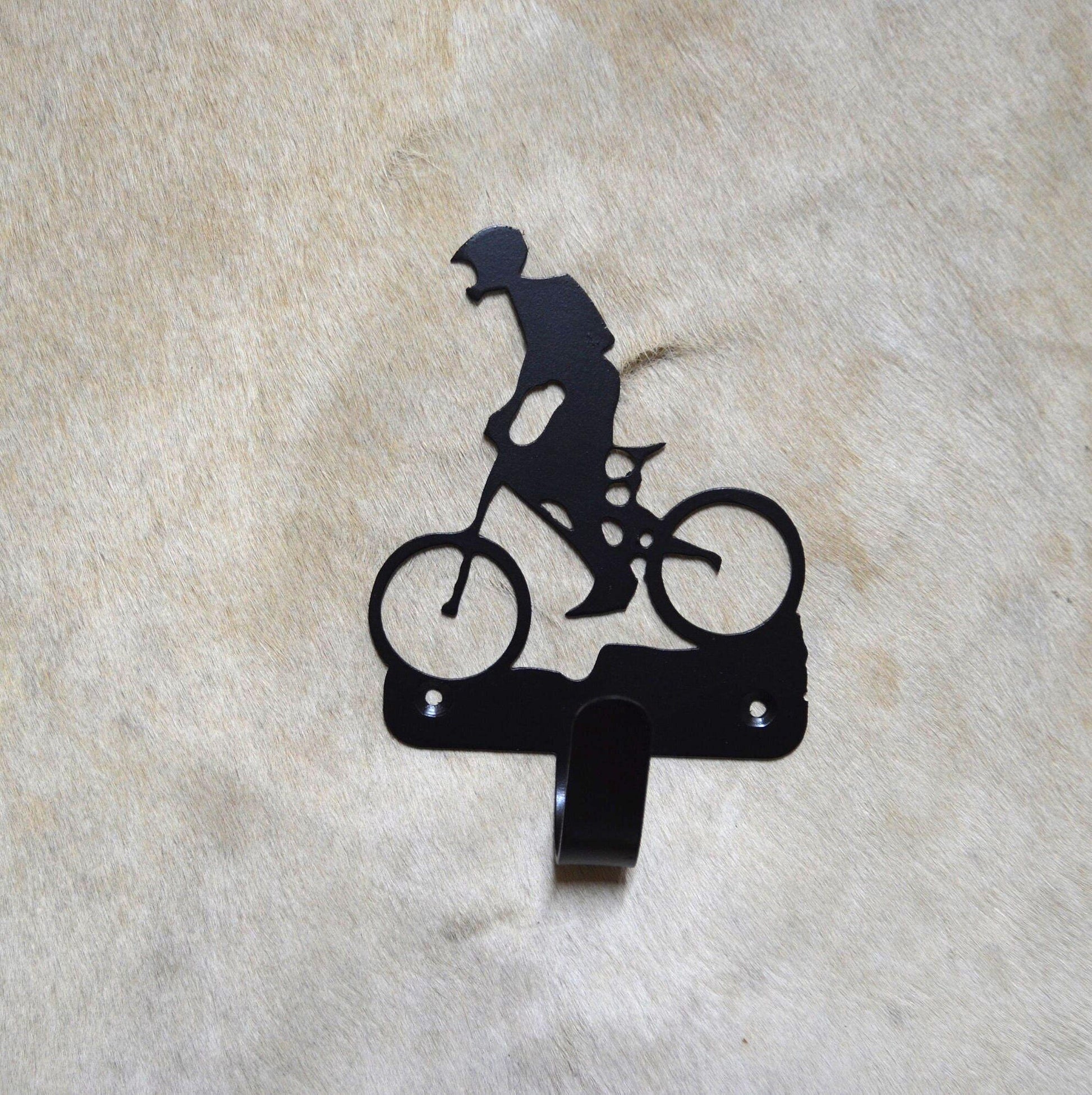 Hook Bike Downhill Wall Hook Wall Art Metal Biker Hook Back Pack Hook Coat Rack Bicycle Towel Hook Gift Nursery Laundry Hook Rustic Bike