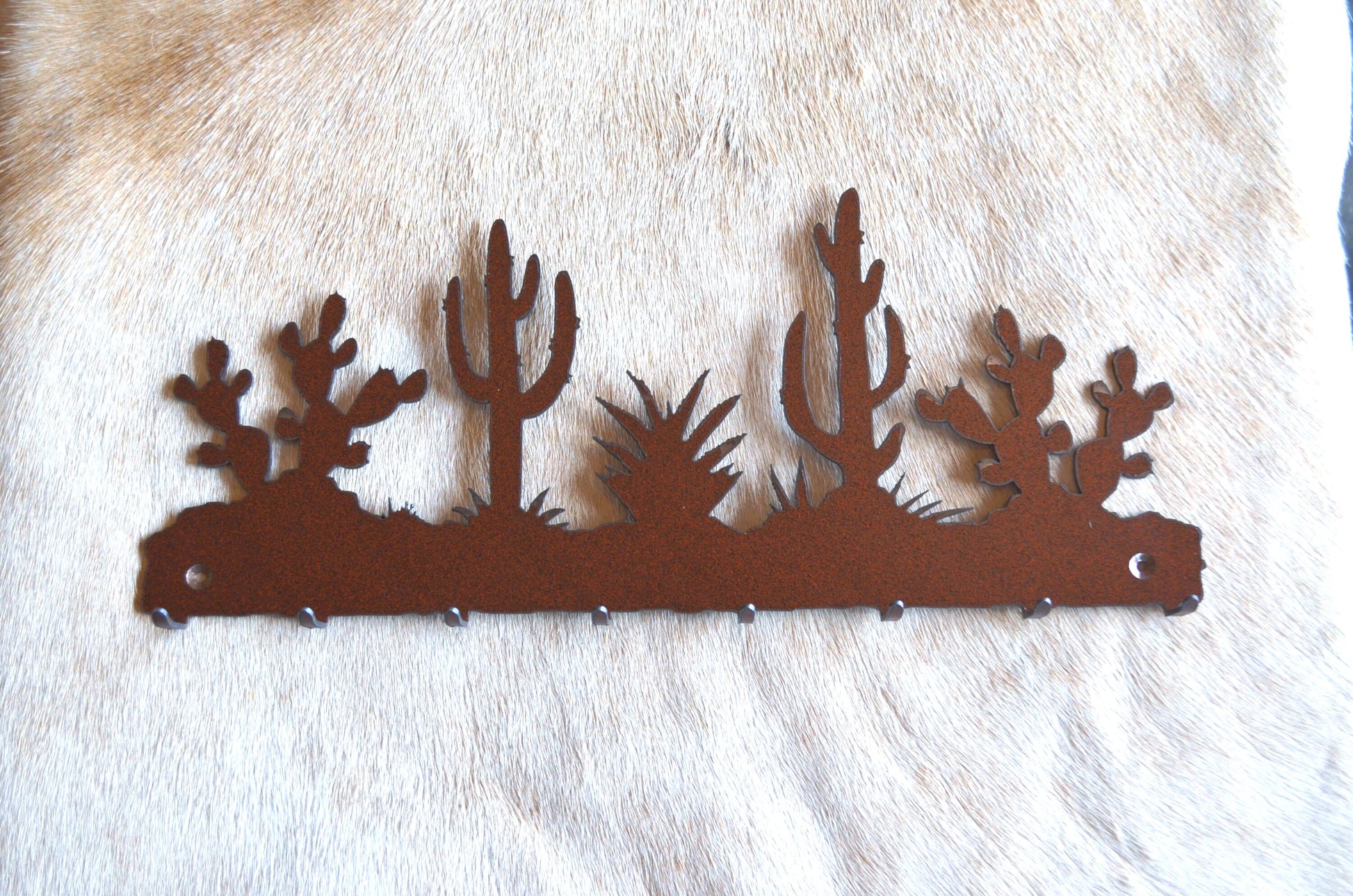 Key Hanger Cactus Southwest Desert Accent Metal Wall Hook Key Holder Home Decor Gift Saguaro Prickly Pear Entry Way Organizer Gift