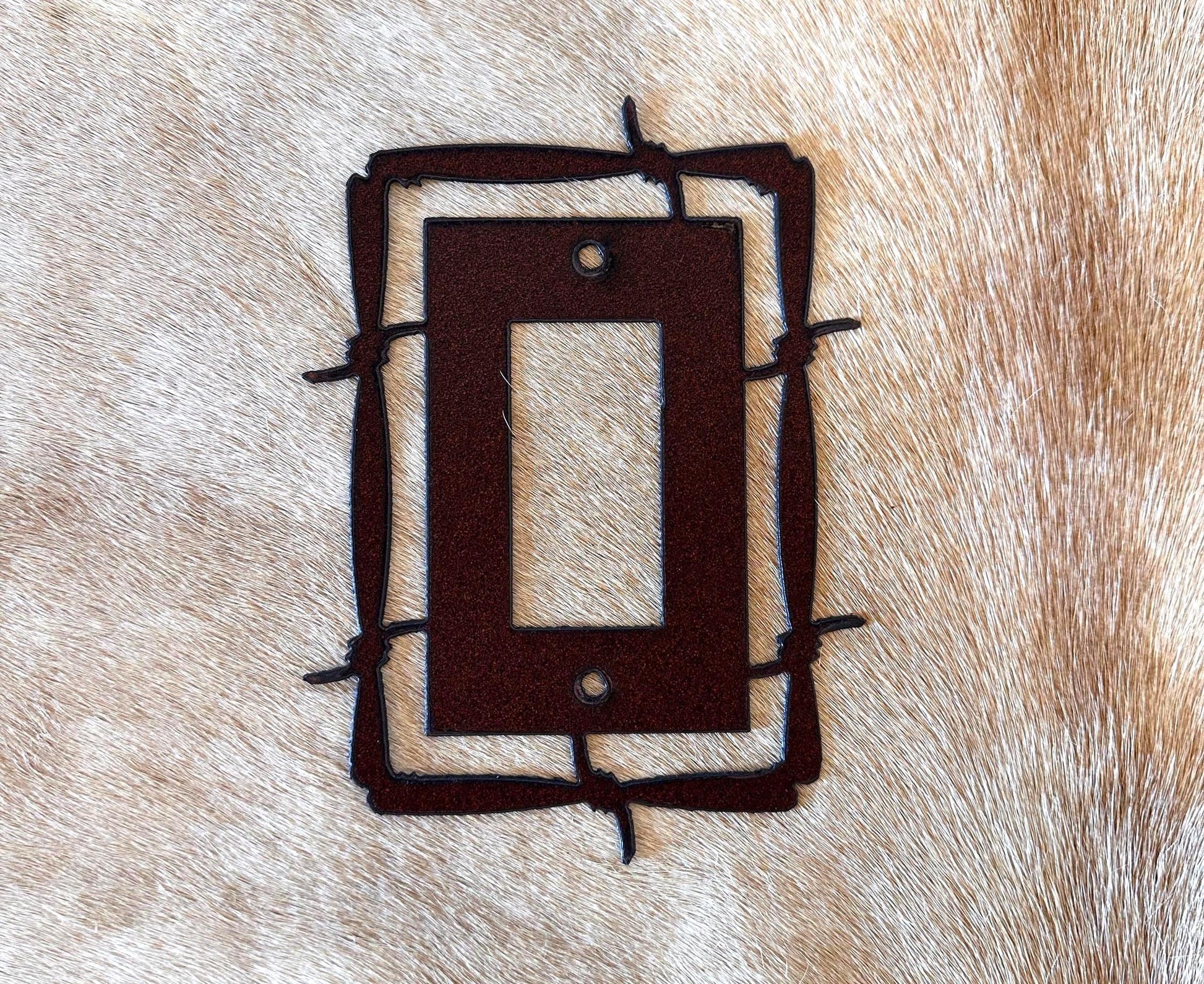 Barbwire Switch Plate Cover All Configurations Available. Rustic Home Accent. GFI Rocker Toggle Outlet Plug Metal Wall Mount.