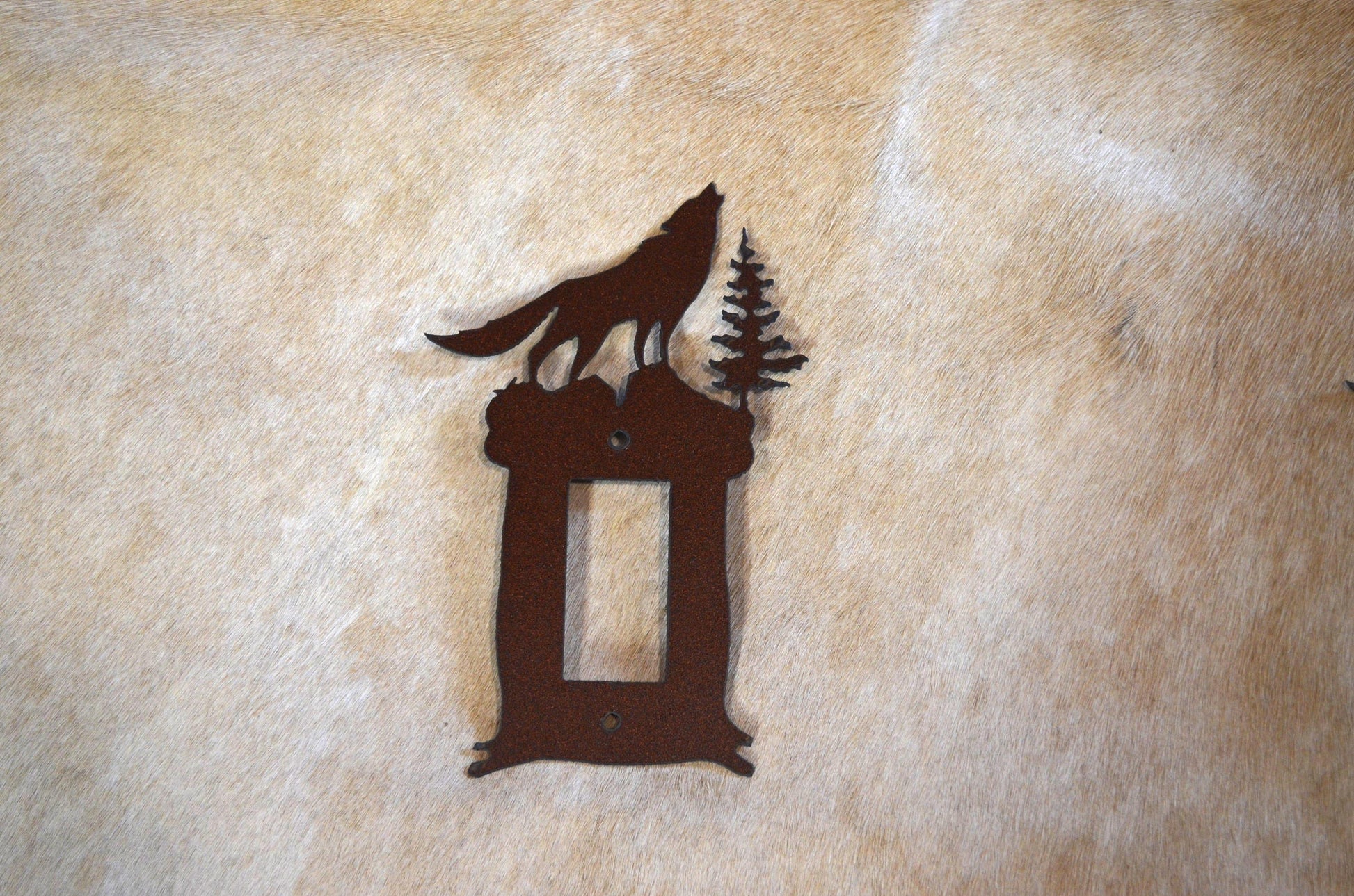 Howling Wolf Switch Cover Rustic Metal Light Wolf Switch Plug Outlet Plate Coyote Southwest Wall Art All Configurations Available.