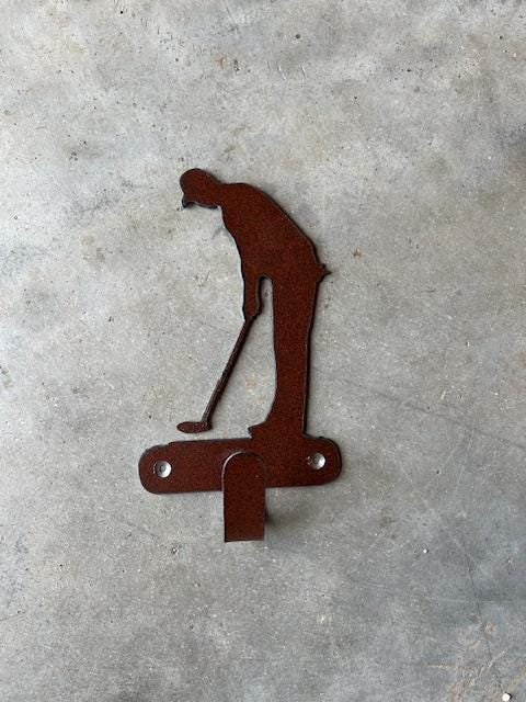 Hook Golf Putting Hook Wall Art Metal Golf Hook Back Pack Hook Coat Rack Golfer Towel Hook Gift Golf Nursery Laundry Hook Rustic Gift