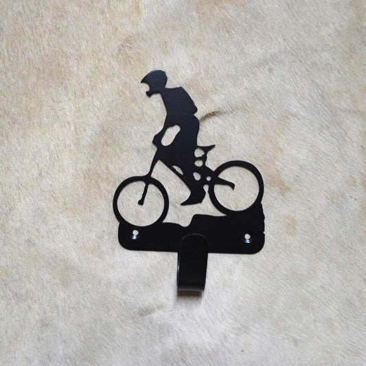 Hook Bike Downhill Wall Hook Wall Art Metal Biker Hook Back Pack Hook Coat Rack Bicycle Towel Hook Gift Nursery Laundry Hook Rustic Bike